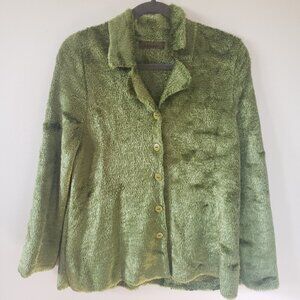 Harari Faux Fur Jacket Kelly Green Small Boho Art To Wear Comfort Soft Vintage